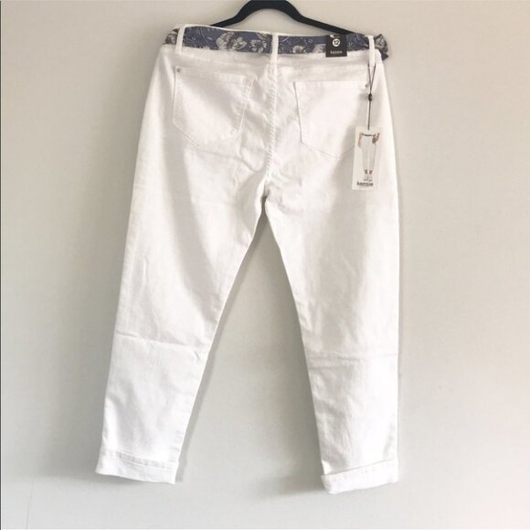 NWT Kensie White Belted Crop Ankle Slim  straight Relaxed Fit Jean Women size 14 - Picture 8 of 16